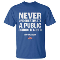 Tim Walz 2024 T Shirt Never Underestimate A Public School Teacher American Flag - Wonder Print Shop