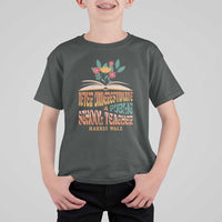 Harris Walz T Shirt For Kid Never Underestimate A Public School Teacher Floral Book - Wonder Print Shop