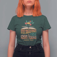 Harris Walz T Shirt For Women Never Underestimate A Public School Teacher Floral Book - Wonder Print Shop