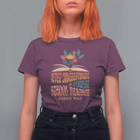 Harris Walz T Shirt For Women Never Underestimate A Public School Teacher Floral Book - Wonder Print Shop