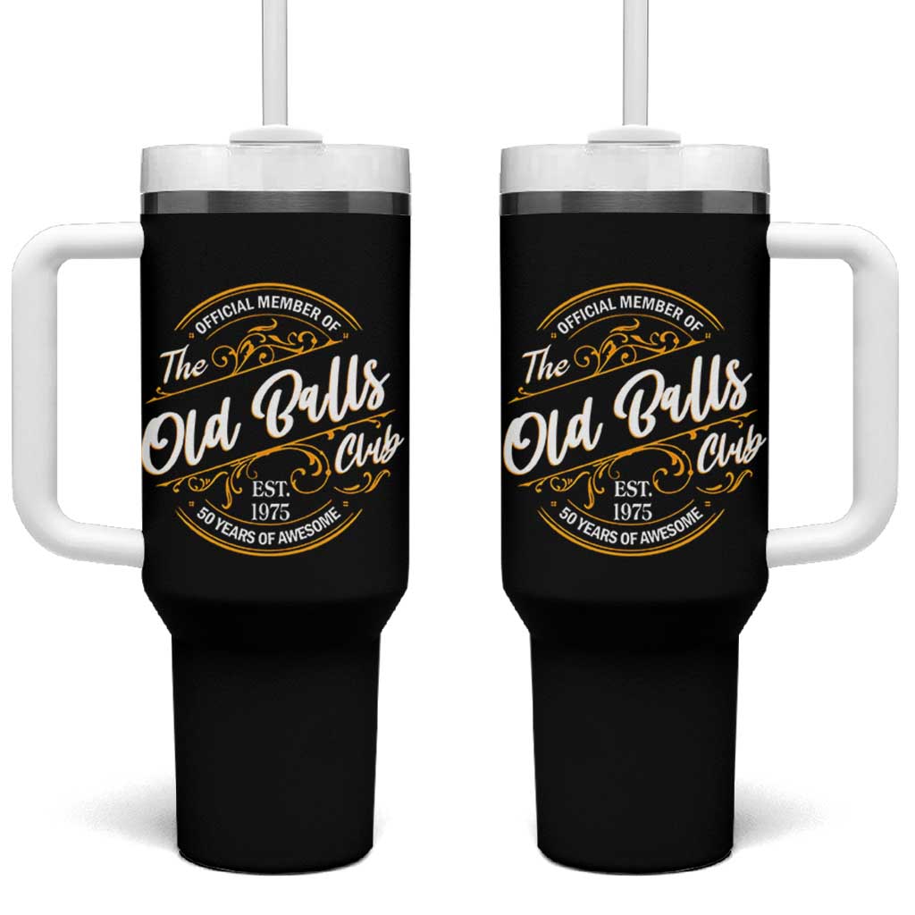 Funny 50th Birthday Tumbler With Handle Official Member Of The Old Ball Clubs Gen X - Wonder Print Shop