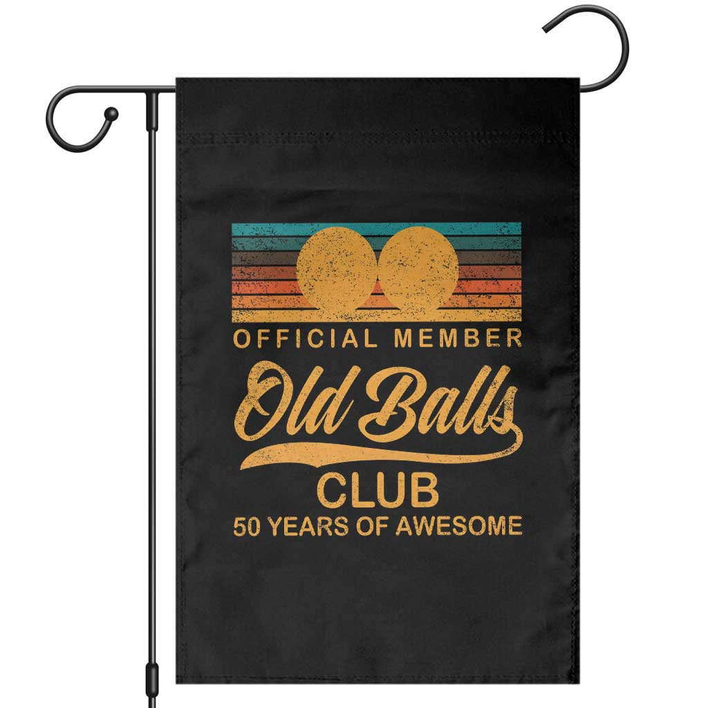 Funny 50th Birthday Garden Flag Official Member Of The Old Ball Clubs Retro Sunset - Wonder Print Shop