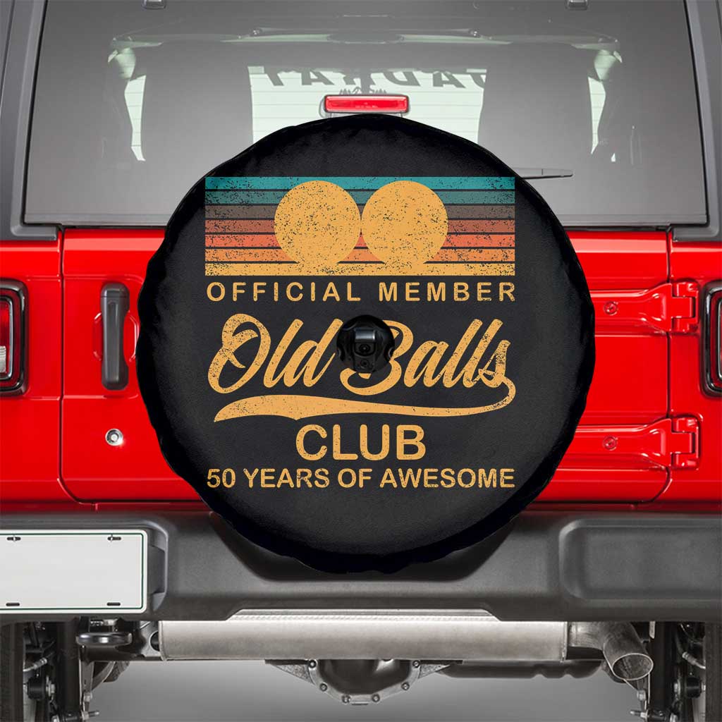 Funny 50th Birthday Spare Tire Cover Official Member Of The Old Ball Clubs Retro Sunset - Wonder Print Shop