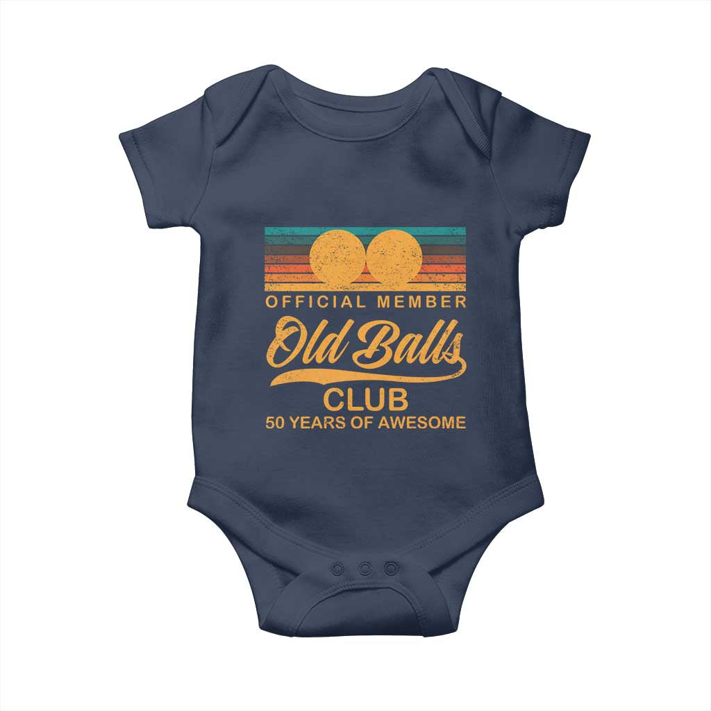 Funny 50th Birthday Baby Onesie Official Member Of The Old Ball Clubs Retro Sunset - Wonder Print Shop