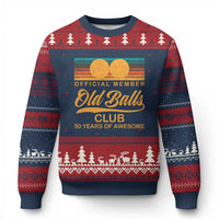 Funny 50th Birthday Ugly Christmas Sweater Official Member Of The Old Ball Clubs Retro Sunset - Wonder Print Shop