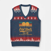 Funny 50th Birthday V-Neck Knit Sweater Vest Official Member Of The Old Ball Clubs Retro Sunset - Wonder Print Shop