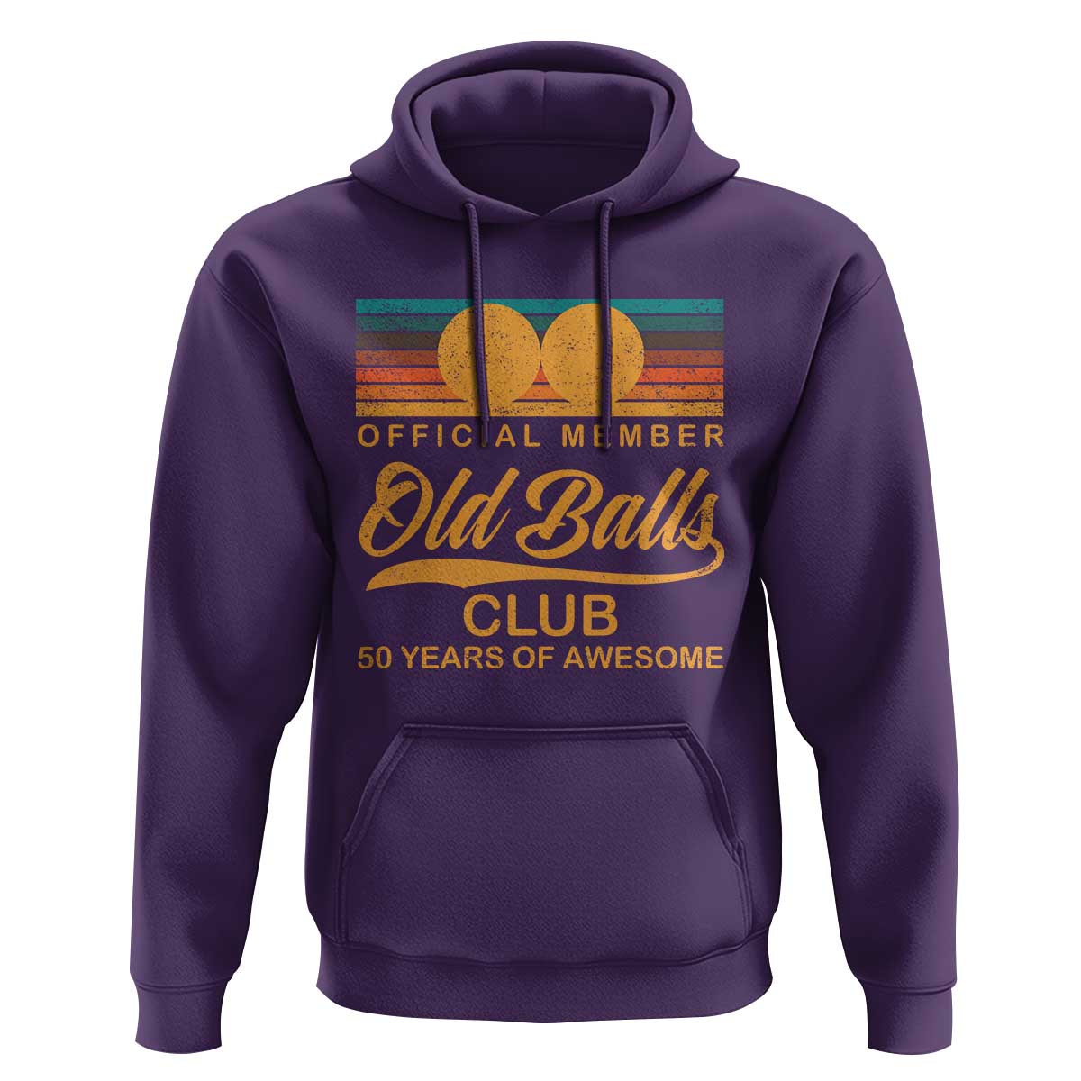 Funny 50th Birthday Hoodie Official Member Of The Old Ball Clubs Retro Sunset - Wonder Print Shop