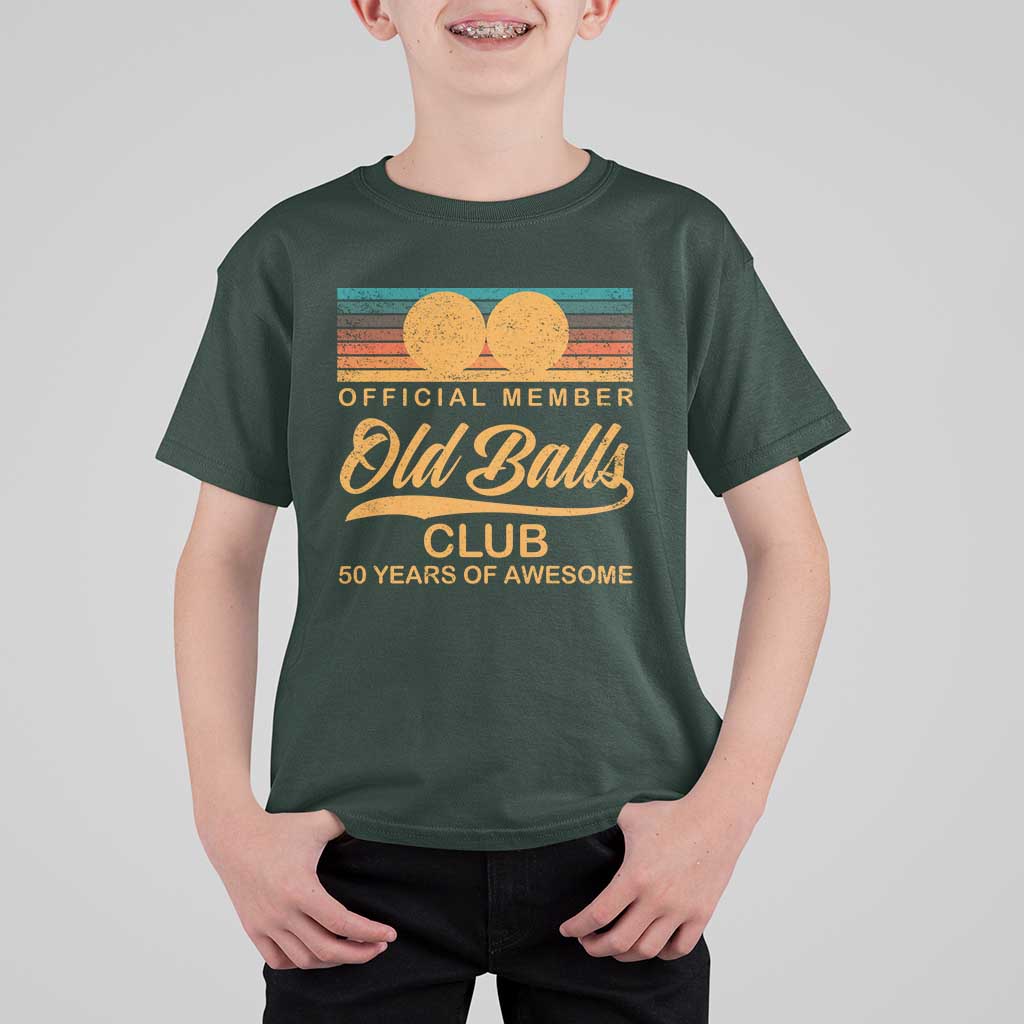 Funny 50th Birthday T Shirt For Kid Official Member Of The Old Ball Clubs Retro Sunset - Wonder Print Shop