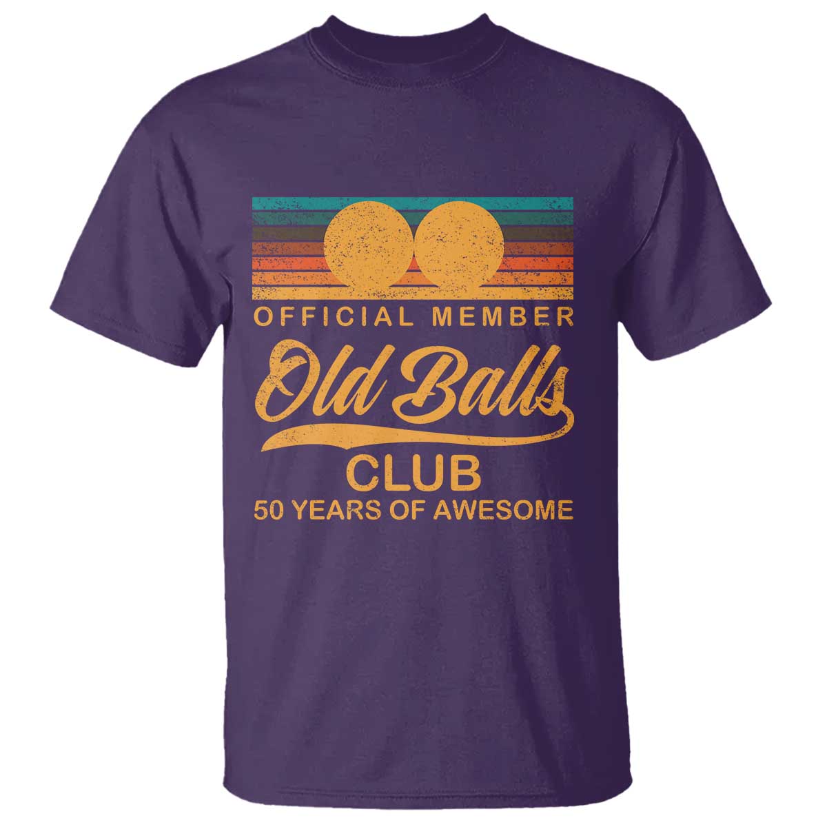 Funny 50th Birthday T Shirt Official Member Of The Old Ball Clubs Retro Sunset - Wonder Print Shop