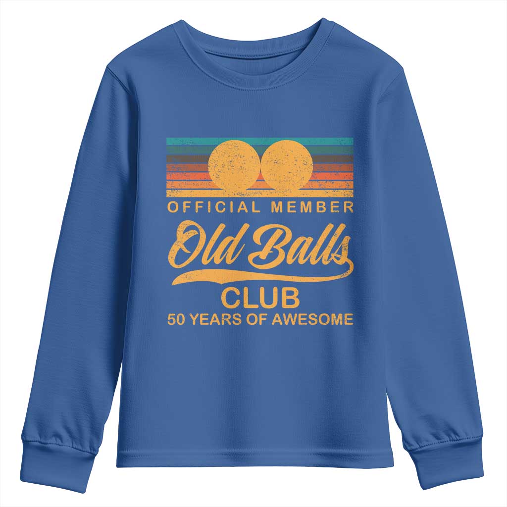 Funny 50th Birthday Youth Sweatshirt Official Member Of The Old Ball Clubs Retro Sunset - Wonder Print Shop