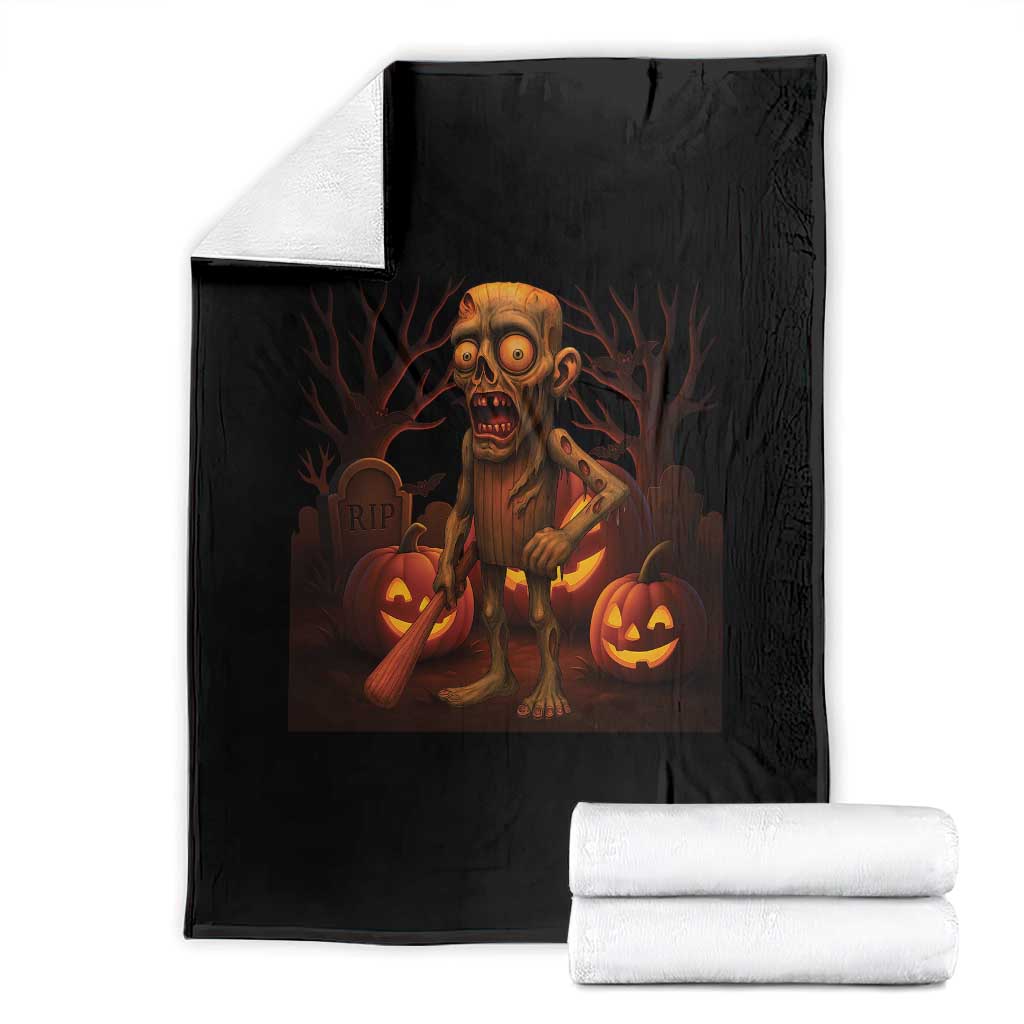Funny Halloween Zombie Tung Tung Sahur Throw Blanket Italian Brainrot Meme - Wonder Print Shop