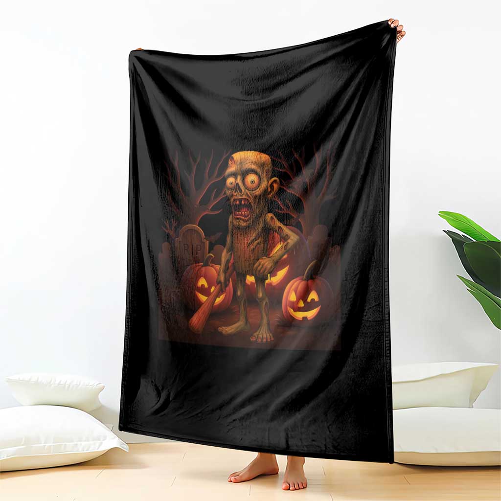 Funny Halloween Zombie Tung Tung Sahur Throw Blanket Italian Brainrot Meme - Wonder Print Shop