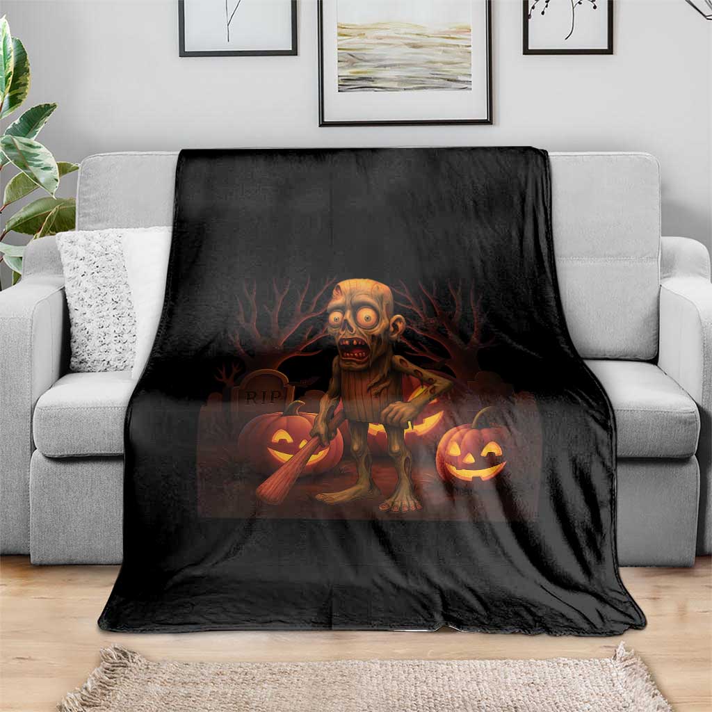 Funny Halloween Zombie Tung Tung Sahur Throw Blanket Italian Brainrot Meme - Wonder Print Shop