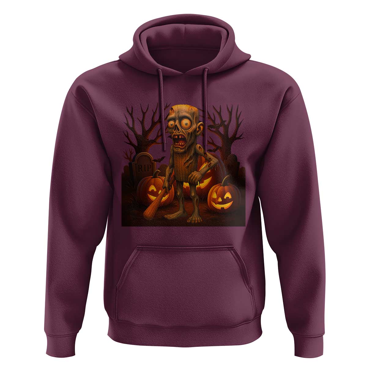 Funny Halloween Zombie Tung Tung Sahur Hoodie Italian Brainrot Meme - Wonder Print Shop