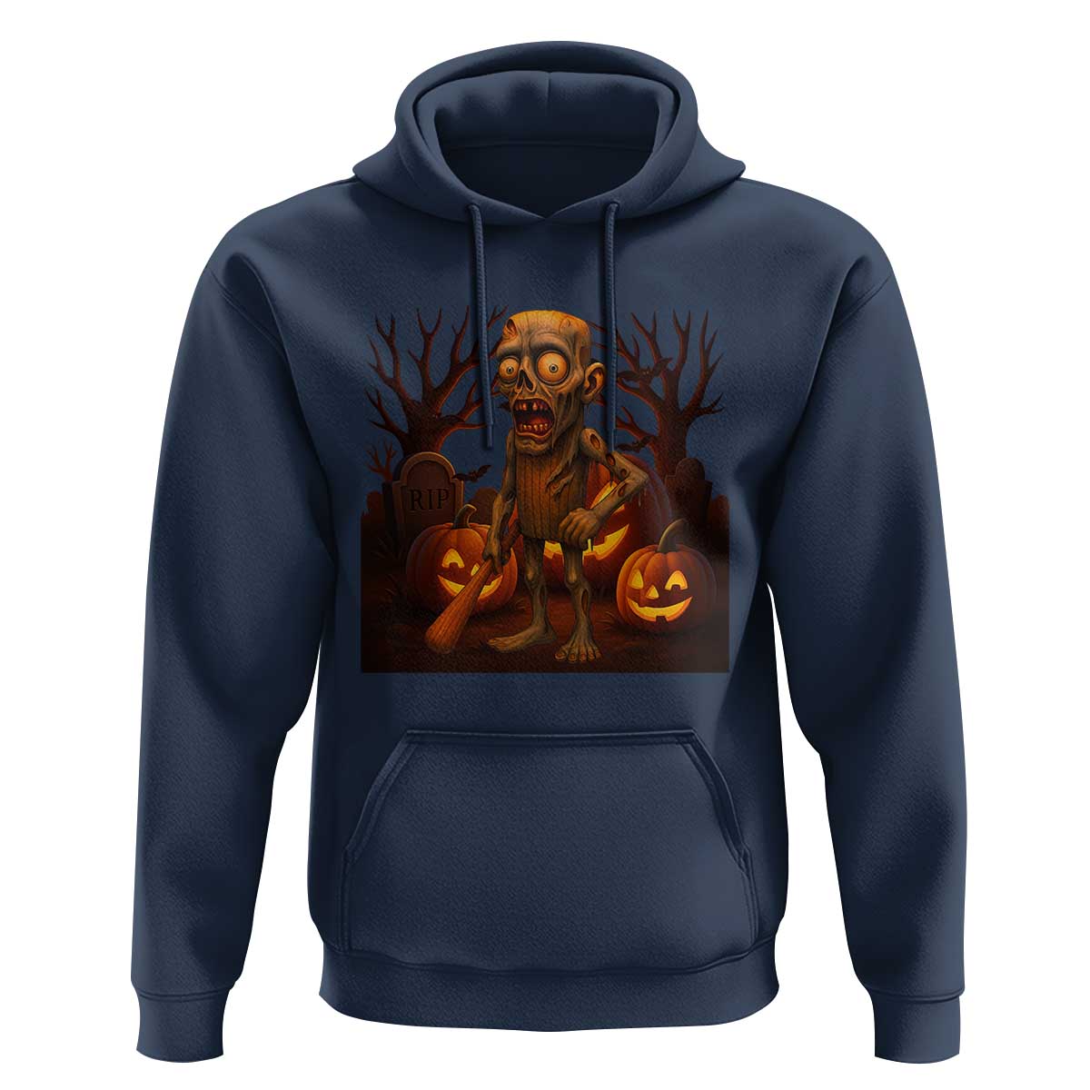 Funny Halloween Zombie Tung Tung Sahur Hoodie Italian Brainrot Meme - Wonder Print Shop
