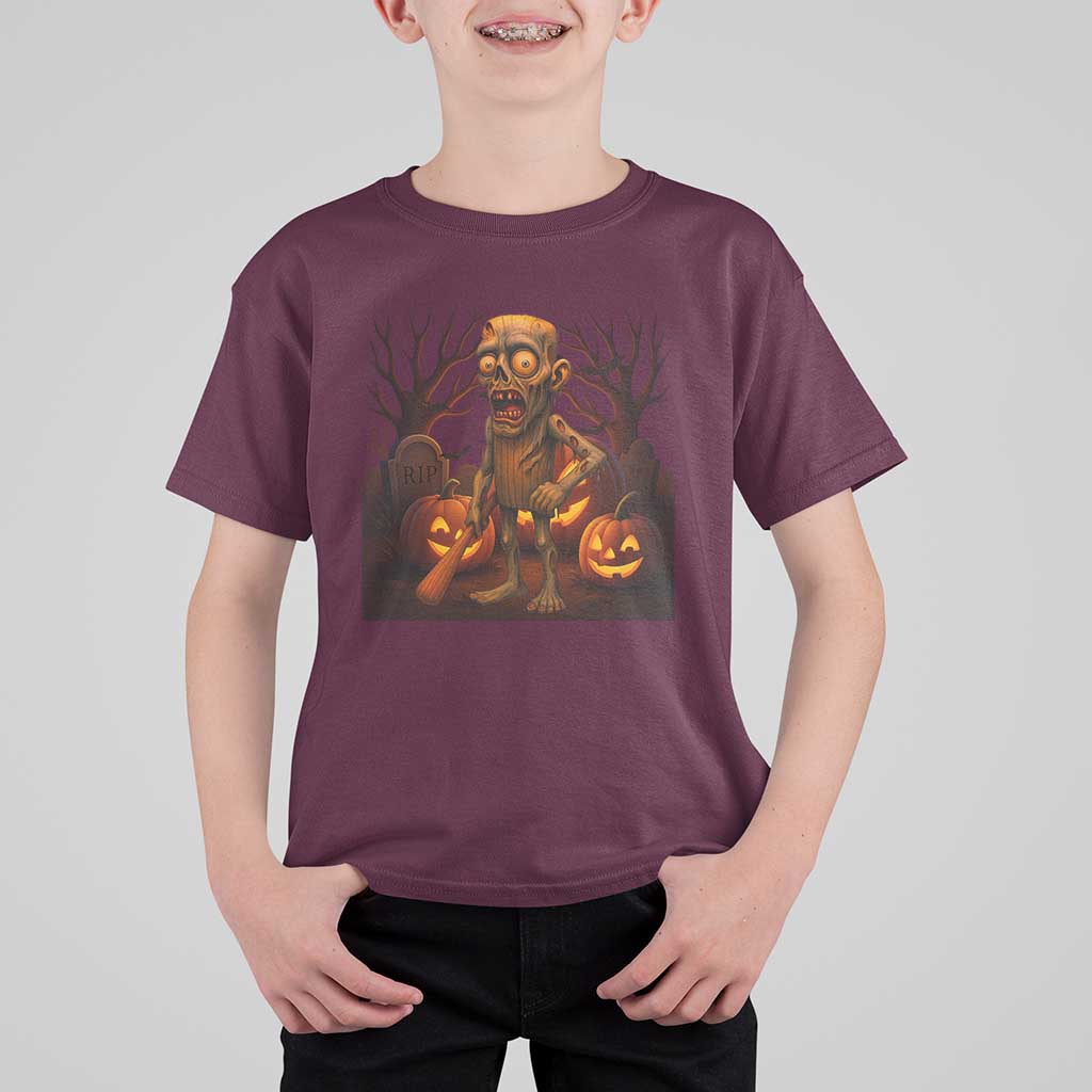 Funny Halloween Zombie Tung Tung Sahur T Shirt For Kid Italian Brainrot Meme - Wonder Print Shop