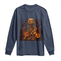 Funny Halloween Zombie Tung Tung Sahur Long Sleeve Shirt Italian Brainrot Meme - Wonder Print Shop