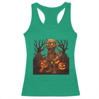 Funny Halloween Zombie Tung Tung Sahur Racerback Tank Top Italian Brainrot Meme - Wonder Print Shop