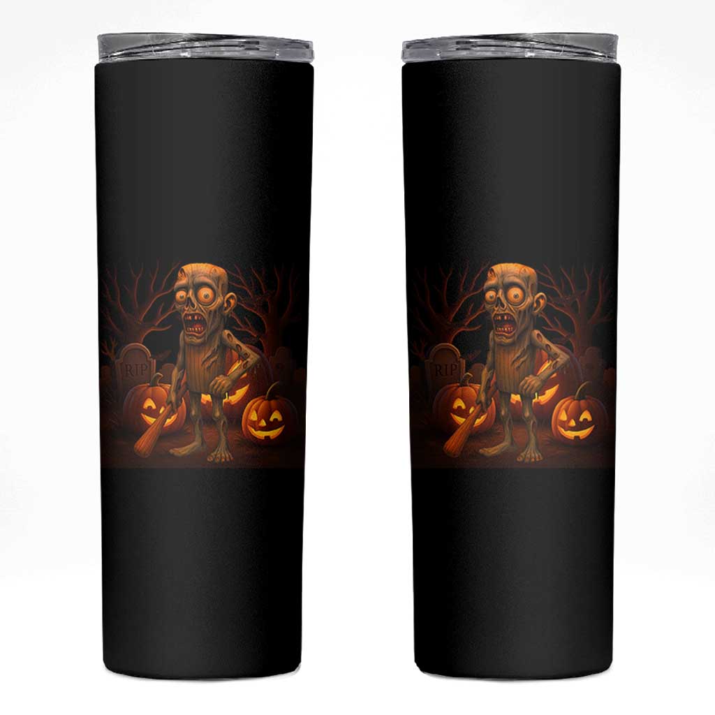 Funny Halloween Zombie Tung Tung Sahur Skinny Tumbler Italian Brainrot Meme - Wonder Print Shop