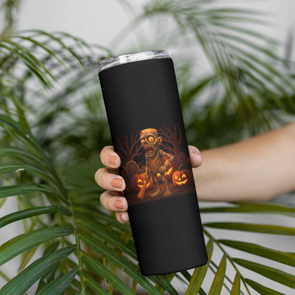Funny Halloween Zombie Tung Tung Sahur Skinny Tumbler Italian Brainrot Meme - Wonder Print Shop
