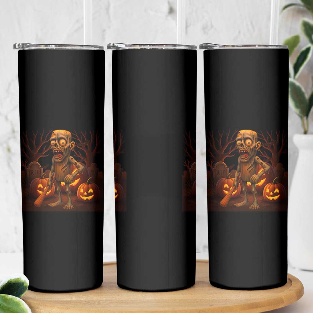 Funny Halloween Zombie Tung Tung Sahur Skinny Tumbler Italian Brainrot Meme - Wonder Print Shop