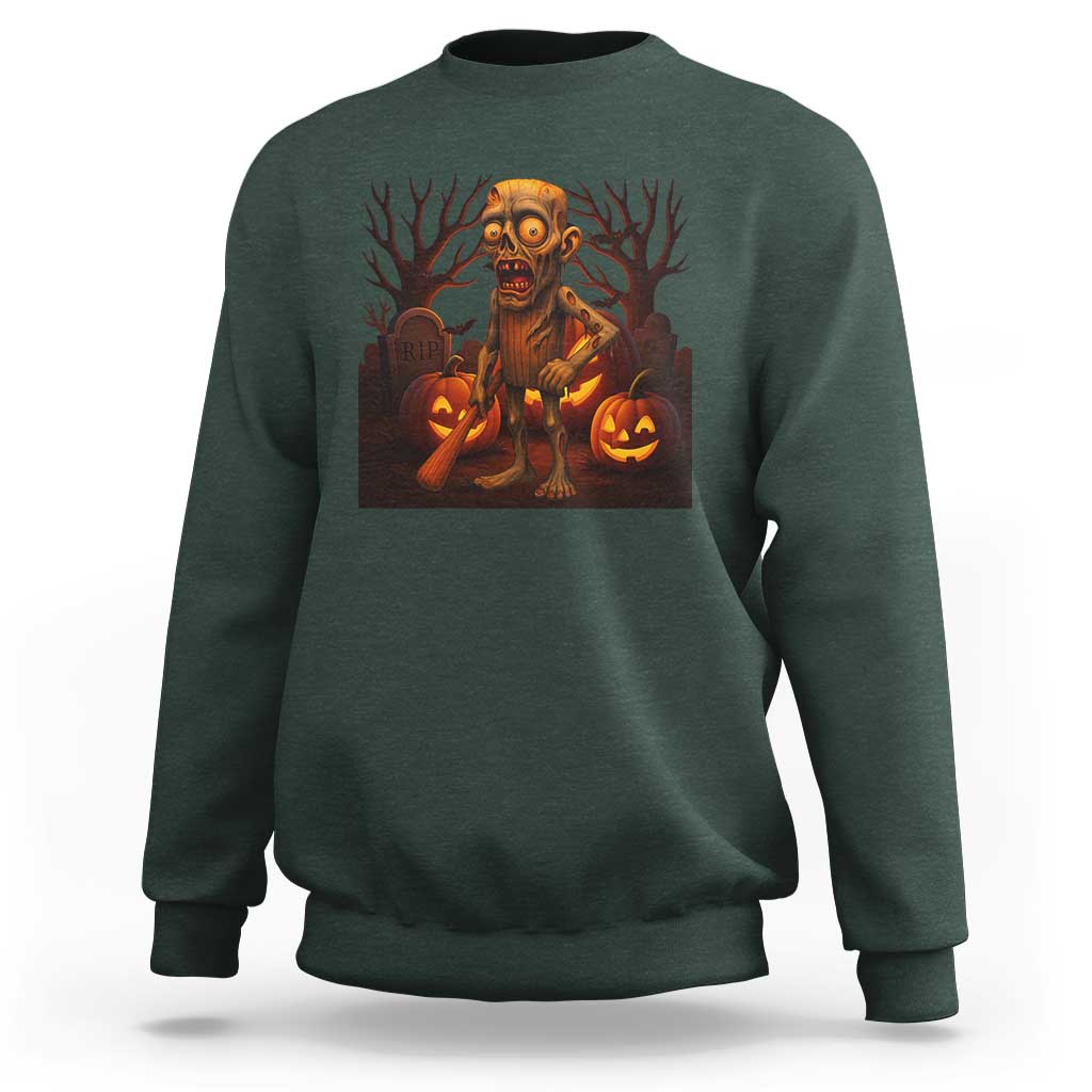 Funny Halloween Zombie Tung Tung Sahur Sweatshirt Italian Brainrot Meme - Wonder Print Shop