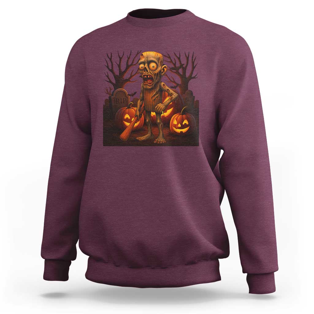 Funny Halloween Zombie Tung Tung Sahur Sweatshirt Italian Brainrot Meme - Wonder Print Shop