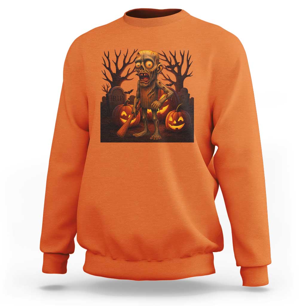 Funny Halloween Zombie Tung Tung Sahur Sweatshirt Italian Brainrot Meme - Wonder Print Shop