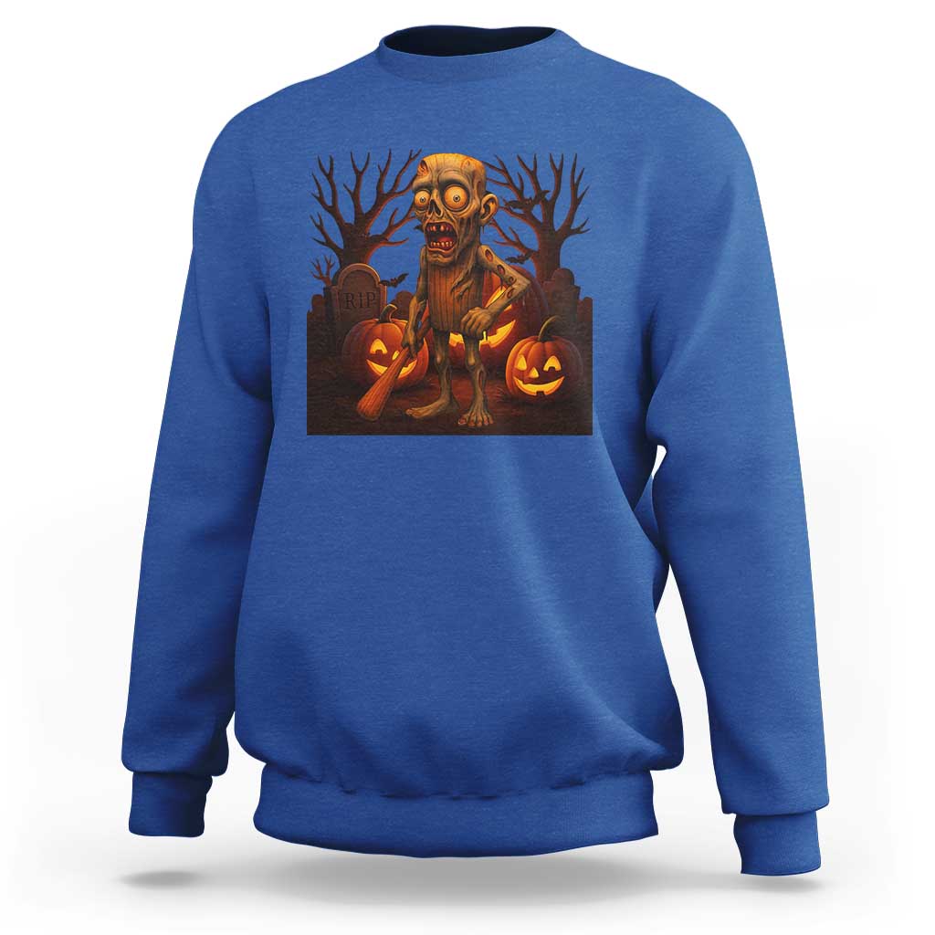 Funny Halloween Zombie Tung Tung Sahur Sweatshirt Italian Brainrot Meme - Wonder Print Shop