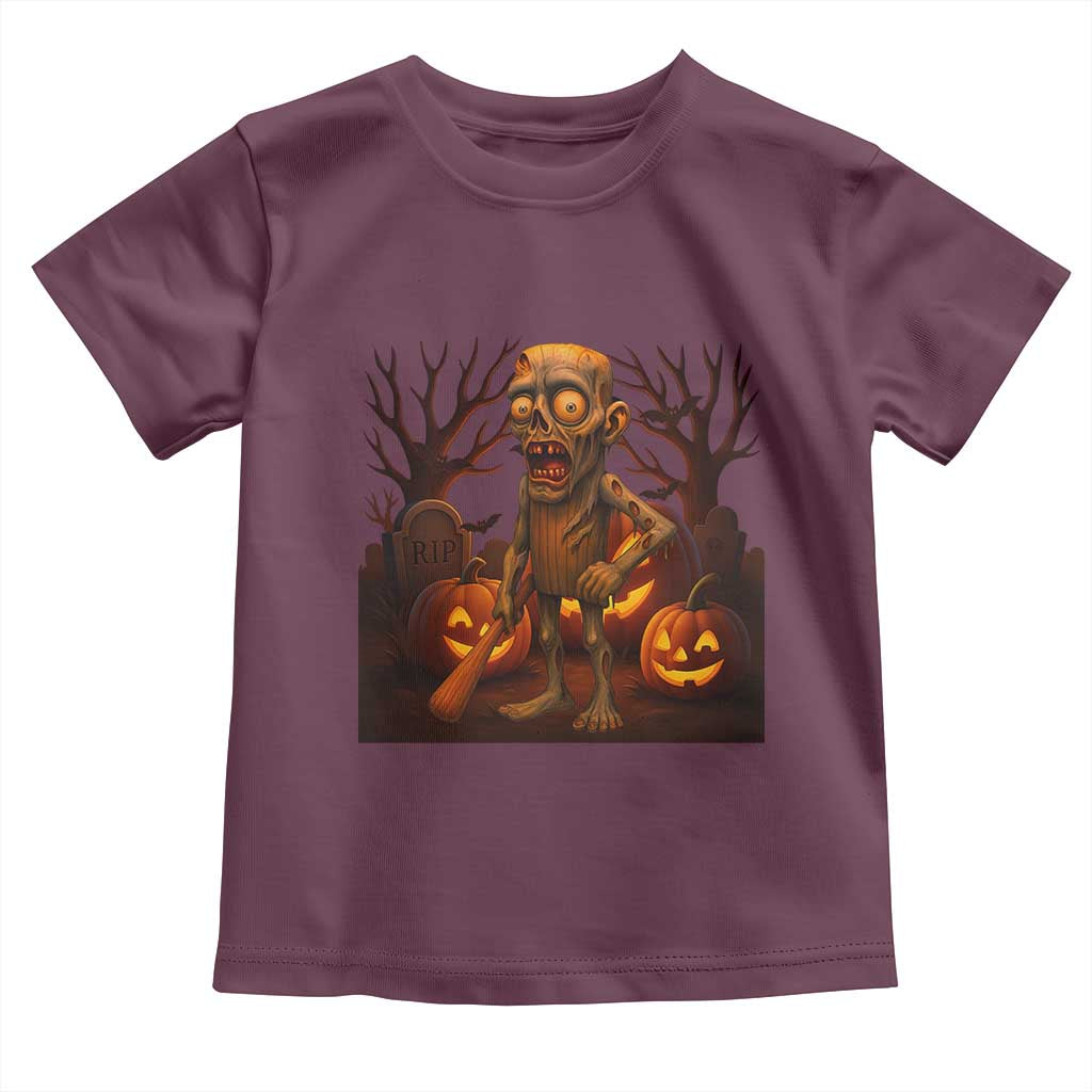 Funny Halloween Zombie Tung Tung Sahur Toddler T Shirt Italian Brainrot Meme - Wonder Print Shop