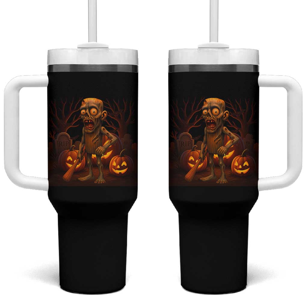 Funny Halloween Zombie Tung Tung Sahur Tumbler With Handle Italian Brainrot Meme - Wonder Print Shop