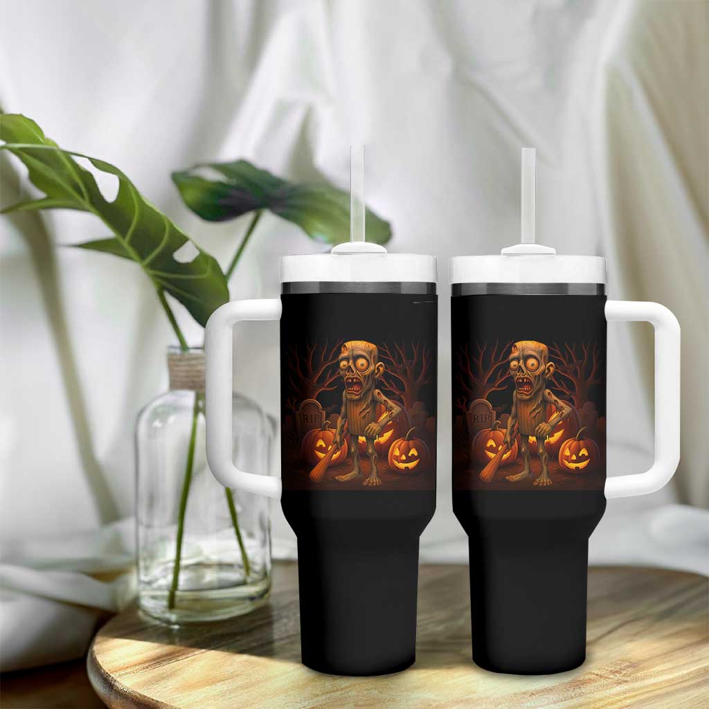 Funny Halloween Zombie Tung Tung Sahur Tumbler With Handle Italian Brainrot Meme - Wonder Print Shop