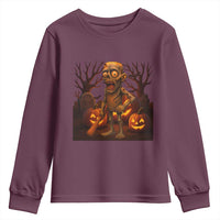 Funny Halloween Zombie Tung Tung Sahur Youth Sweatshirt Italian Brainrot Meme - Wonder Print Shop