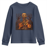 Funny Halloween Zombie Tung Tung Sahur Youth Sweatshirt Italian Brainrot Meme - Wonder Print Shop