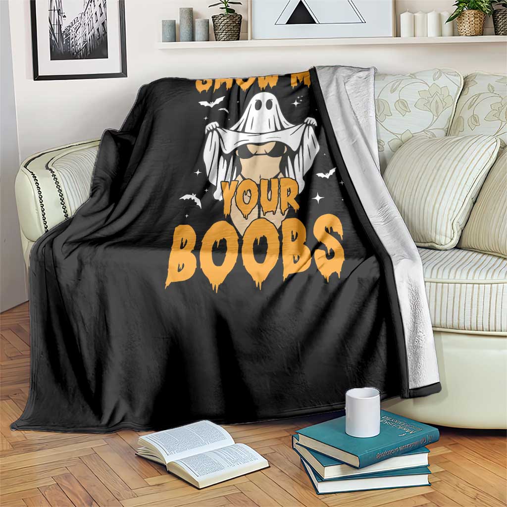 Funny Halloween Show Me Your Boobs Throw Blanket Halloween Adult Humor Spooky Ghost - Wonder Print Shop
