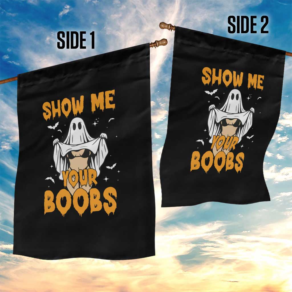 Funny Halloween Show Me Your Boobs Garden Flag Halloween Adult Humor Spooky Ghost - Wonder Print Shop