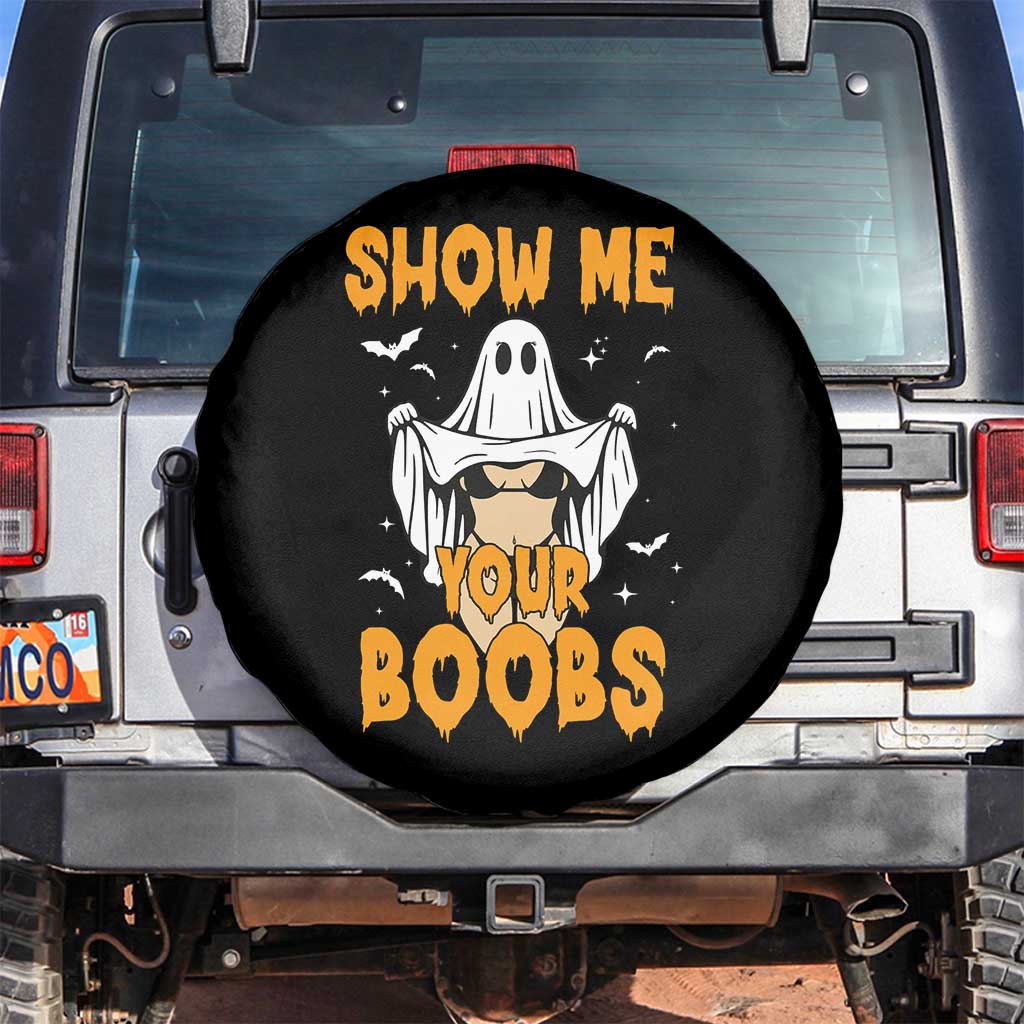 Funny Halloween Show Me Your Boobs Spare Tire Cover Halloween Adult Humor Spooky Ghost - Wonder Print Shop