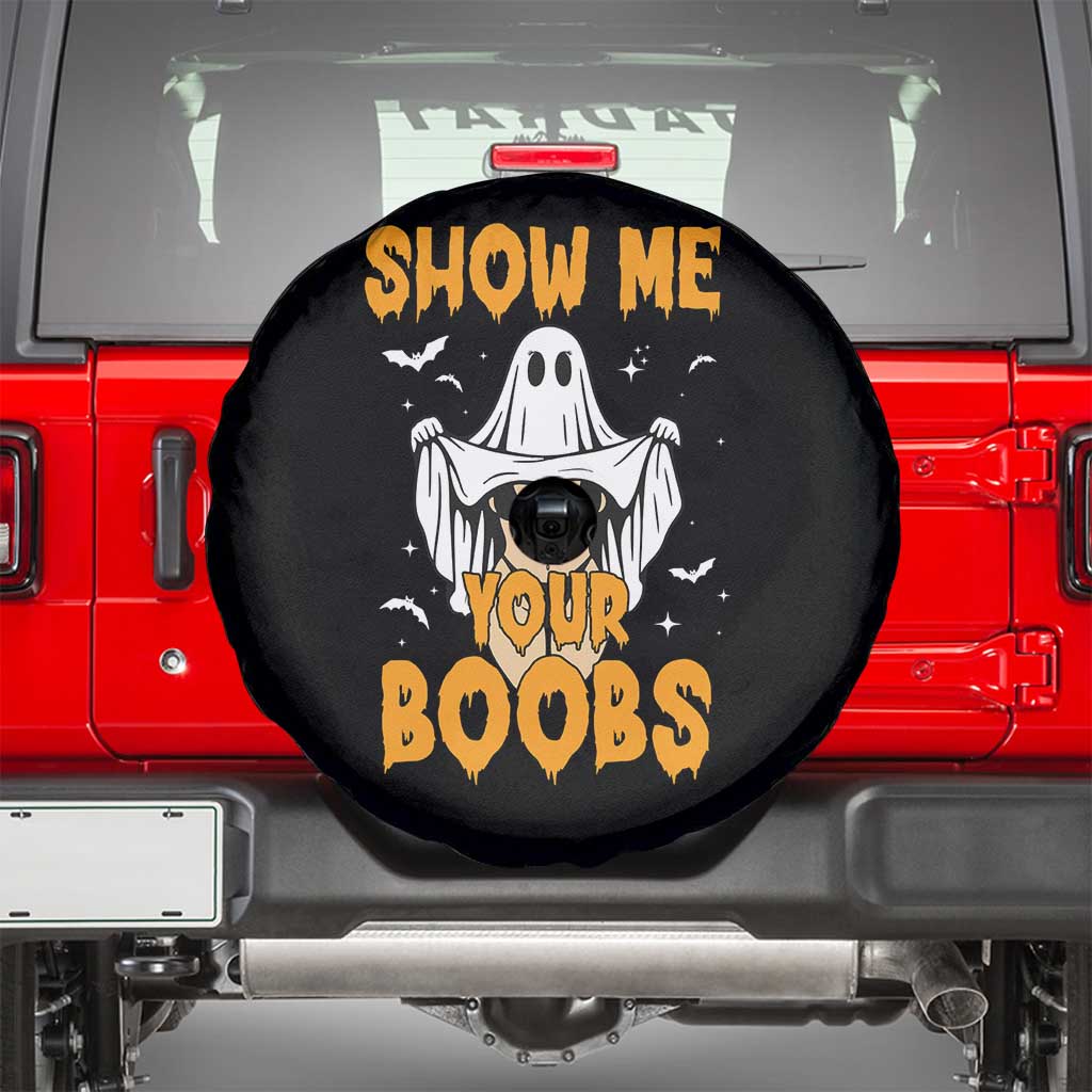 Funny Halloween Show Me Your Boobs Spare Tire Cover Halloween Adult Humor Spooky Ghost - Wonder Print Shop