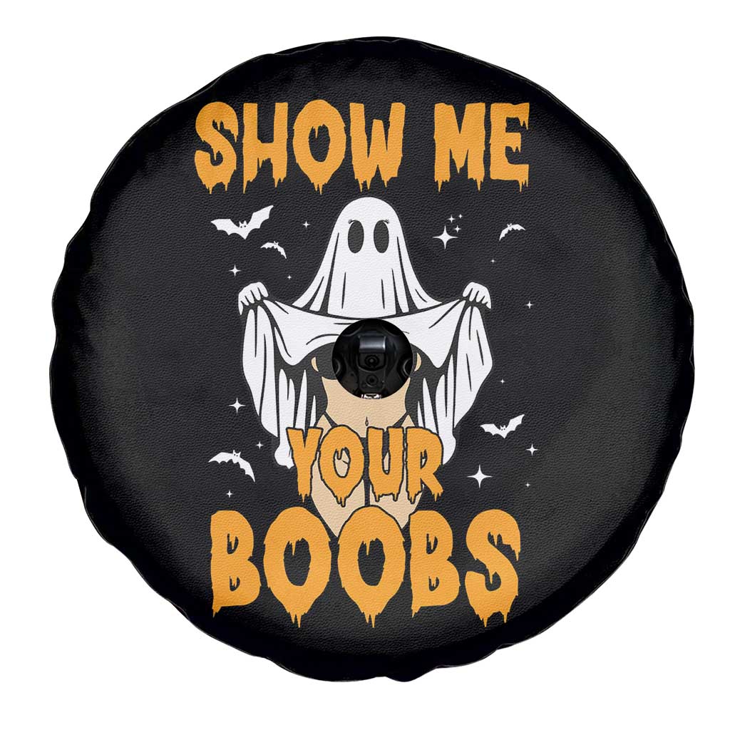 Funny Halloween Show Me Your Boobs Spare Tire Cover Halloween Adult Humor Spooky Ghost - Wonder Print Shop