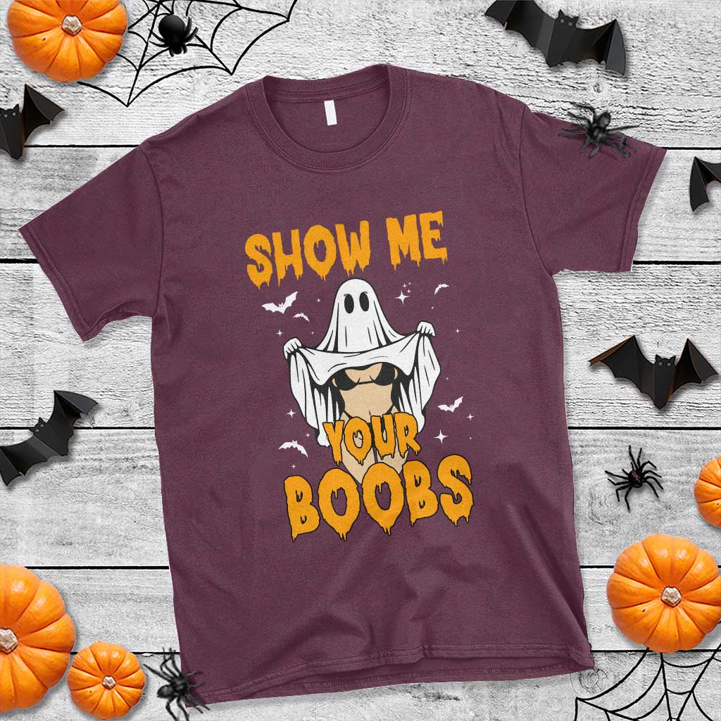 Funny Halloween Show Me Your Boobs T Shirt Halloween Adult Humor Spooky Ghost - Wonder Print Shop