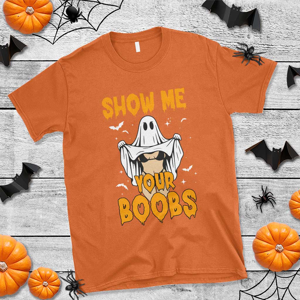 Funny Halloween Show Me Your Boobs T Shirt Halloween Adult Humor Spooky Ghost - Wonder Print Shop