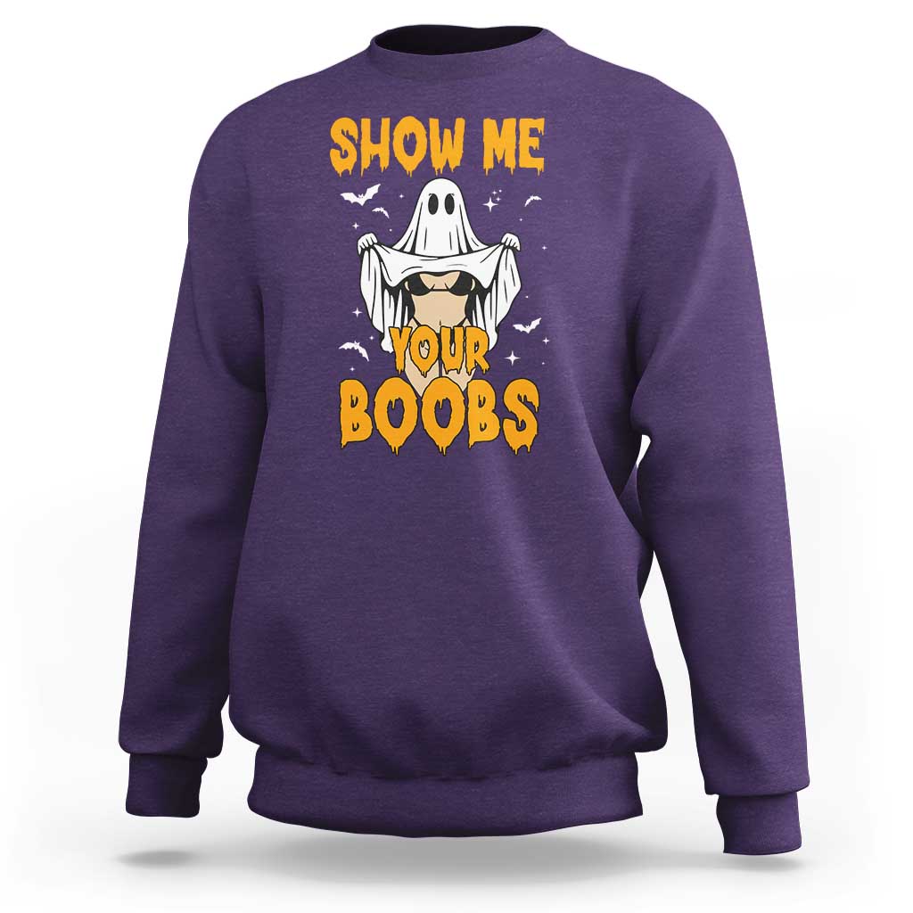 Funny Halloween Show Me Your Boobs Sweatshirt Halloween Adult Humor Spooky Ghost - Wonder Print Shop