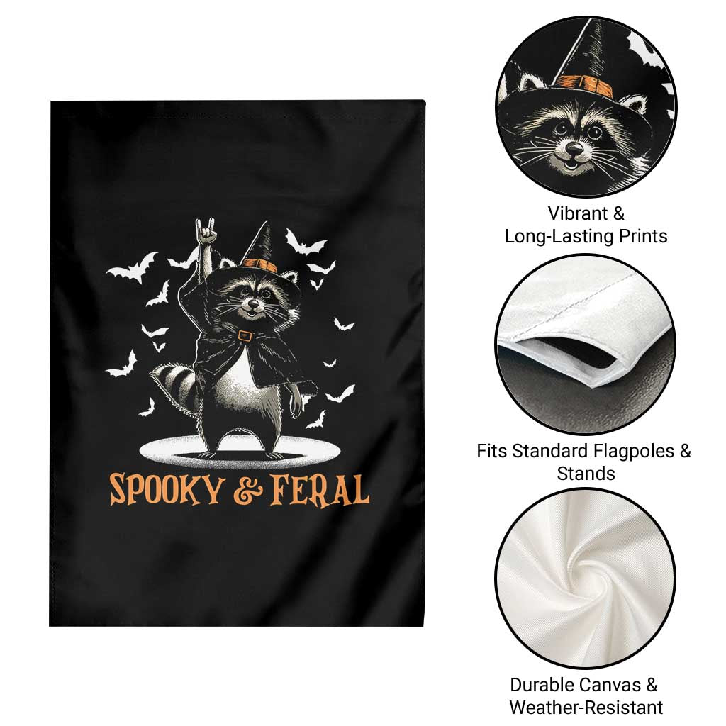 Funny Spooky And Feral Raccon Halloween Garden Flag Racoon Lover - Wonder Print Shop