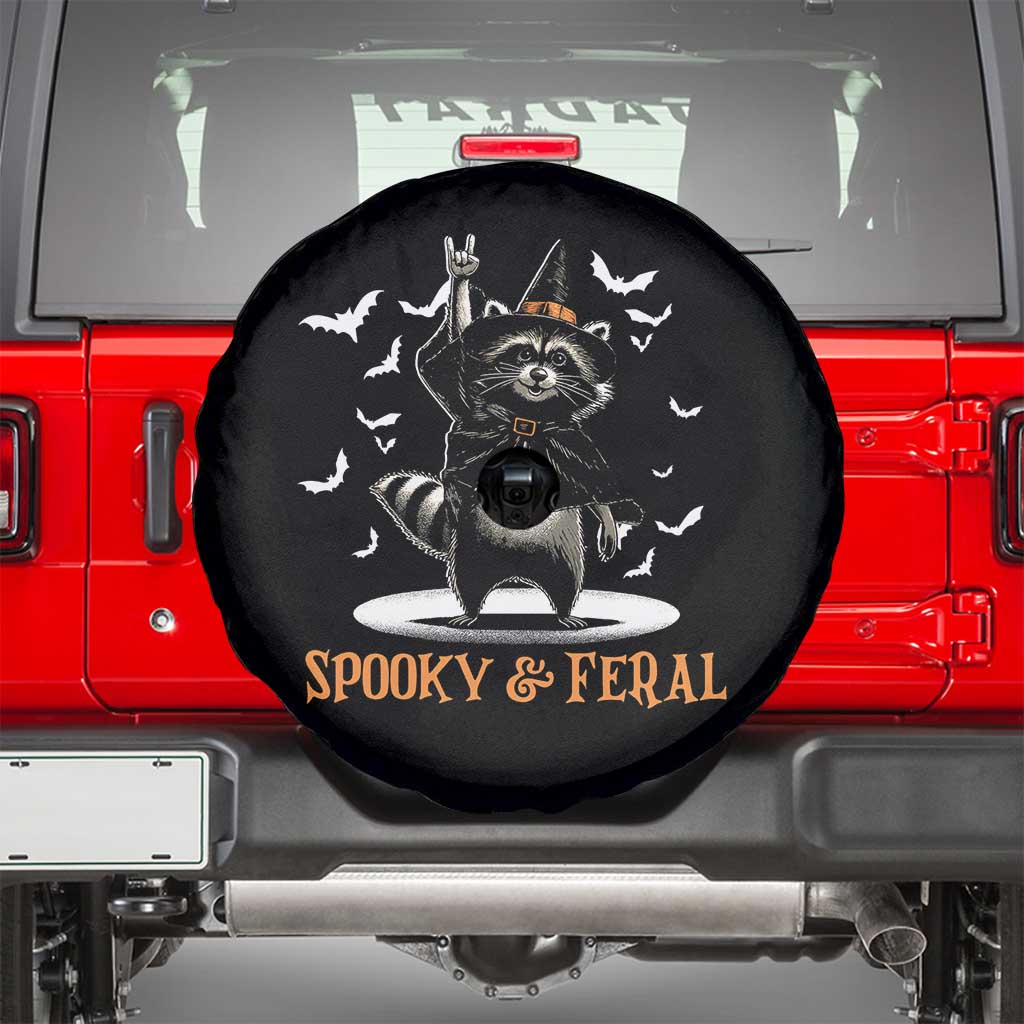 Funny Spooky And Feral Raccon Halloween Spare Tire Cover Racoon Lover - Wonder Print Shop