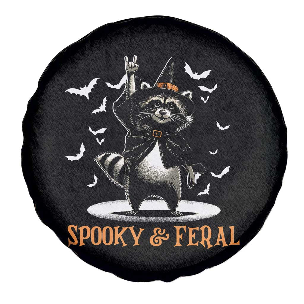 Funny Spooky And Feral Raccon Halloween Spare Tire Cover Racoon Lover - Wonder Print Shop