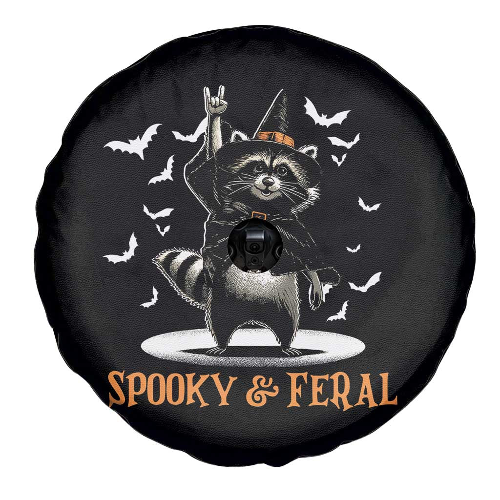 Funny Spooky And Feral Raccon Halloween Spare Tire Cover Racoon Lover - Wonder Print Shop