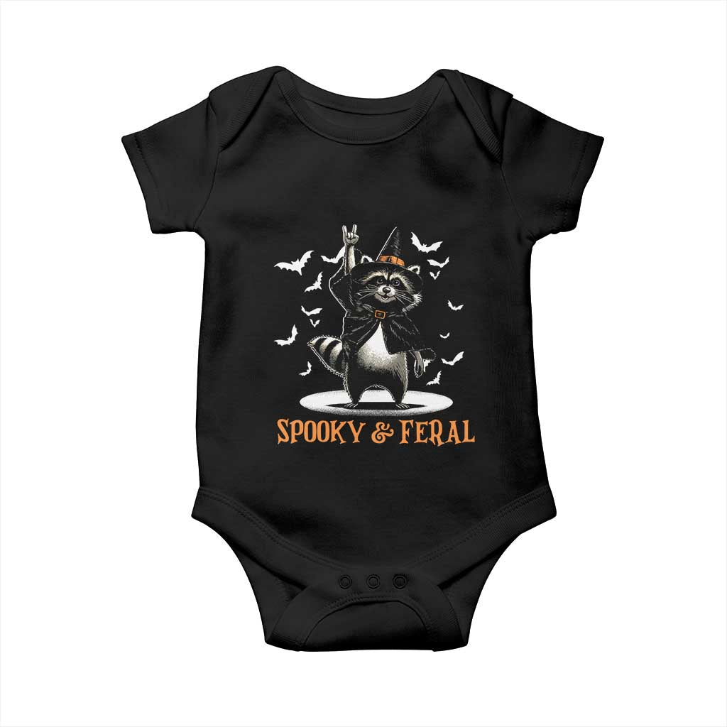 Funny Spooky And Feral Raccon Halloween Baby Onesie Racoon Lover - Wonder Print Shop