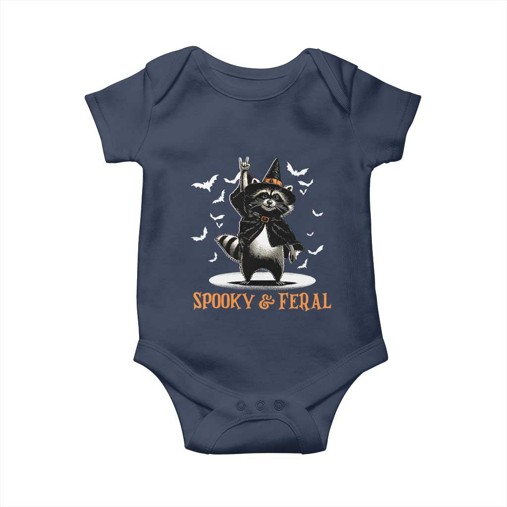 Funny Spooky And Feral Raccon Halloween Baby Onesie Racoon Lover - Wonder Print Shop
