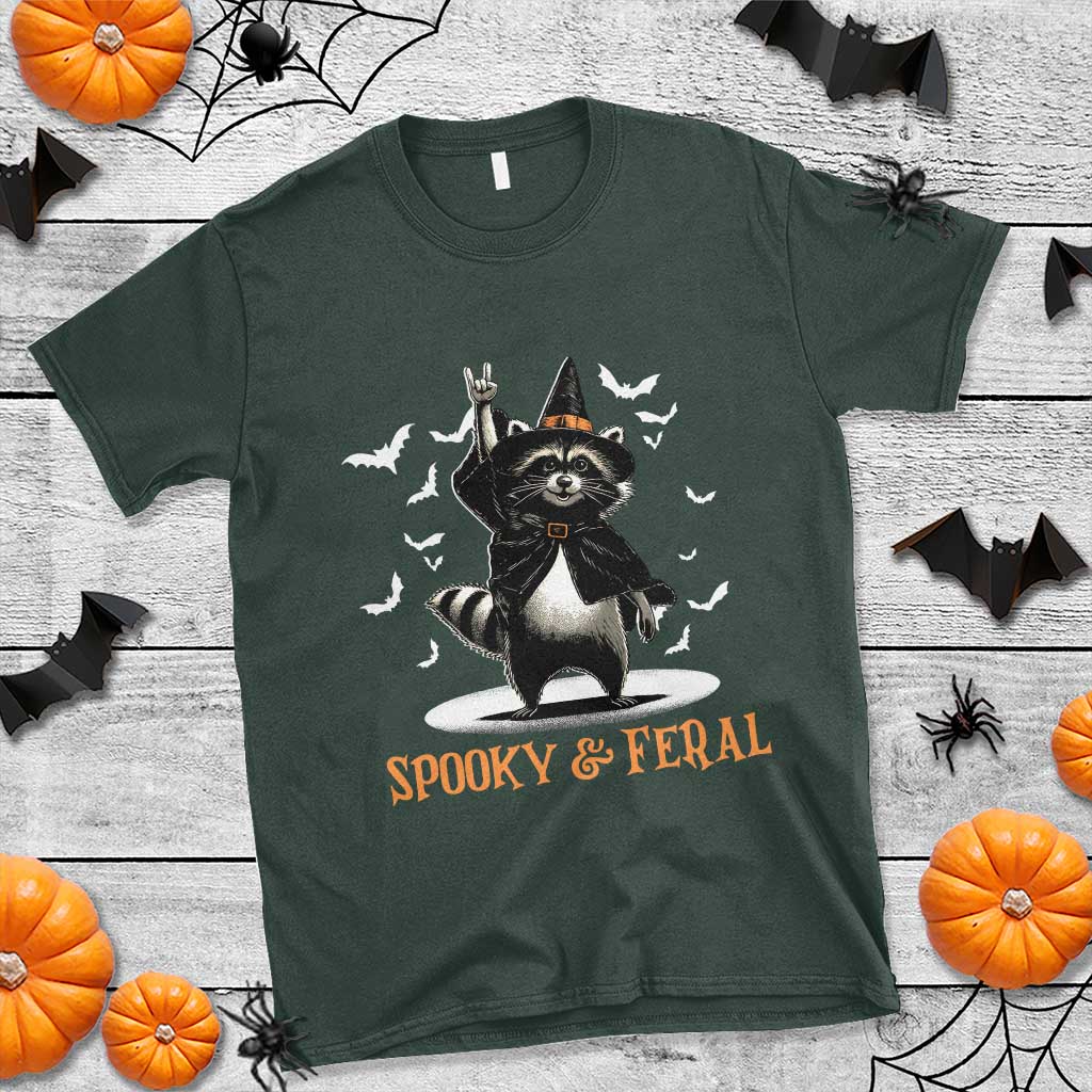 Funny Spooky And Feral Raccon Halloween T Shirt Racoon Lover - Wonder Print Shop