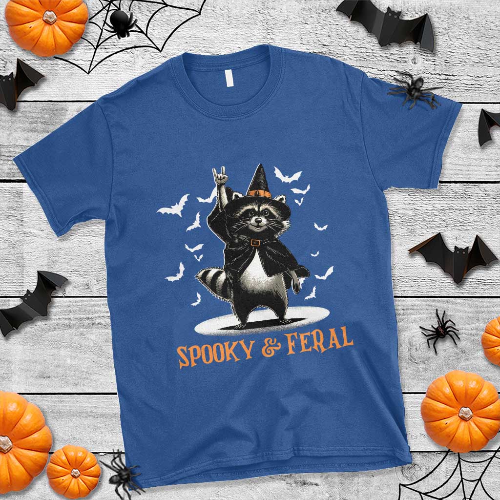 Funny Spooky And Feral Raccon Halloween T Shirt Racoon Lover - Wonder Print Shop